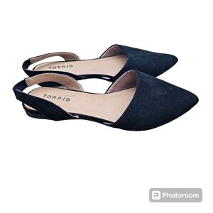 Torrid  Black Pointed Toe Flats Slingback Shoe Womans Size 8W
